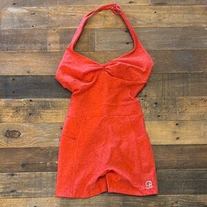 Bombshell Sportswear Apricot Jumpsuit with Halter Neckline